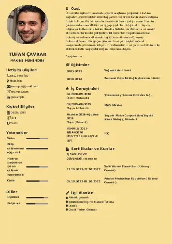 Makine Mühendisi Cv Örnekleri cv indir